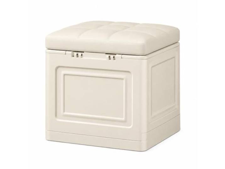 WSJJXS Sitzbank mit Stauraum Klappdeckel Platzsparend Klappdeckel, Schaumstoffpolster, Kunstleder, Stabiler Rahmen, Flur, Schlafzimmer(Khaki,38x38cm)