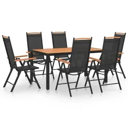 vidaXL Garten-Essgruppe Aluminium : Ausführung - Model 2, Farbe - Schwarz, Größe - 7-tlg.