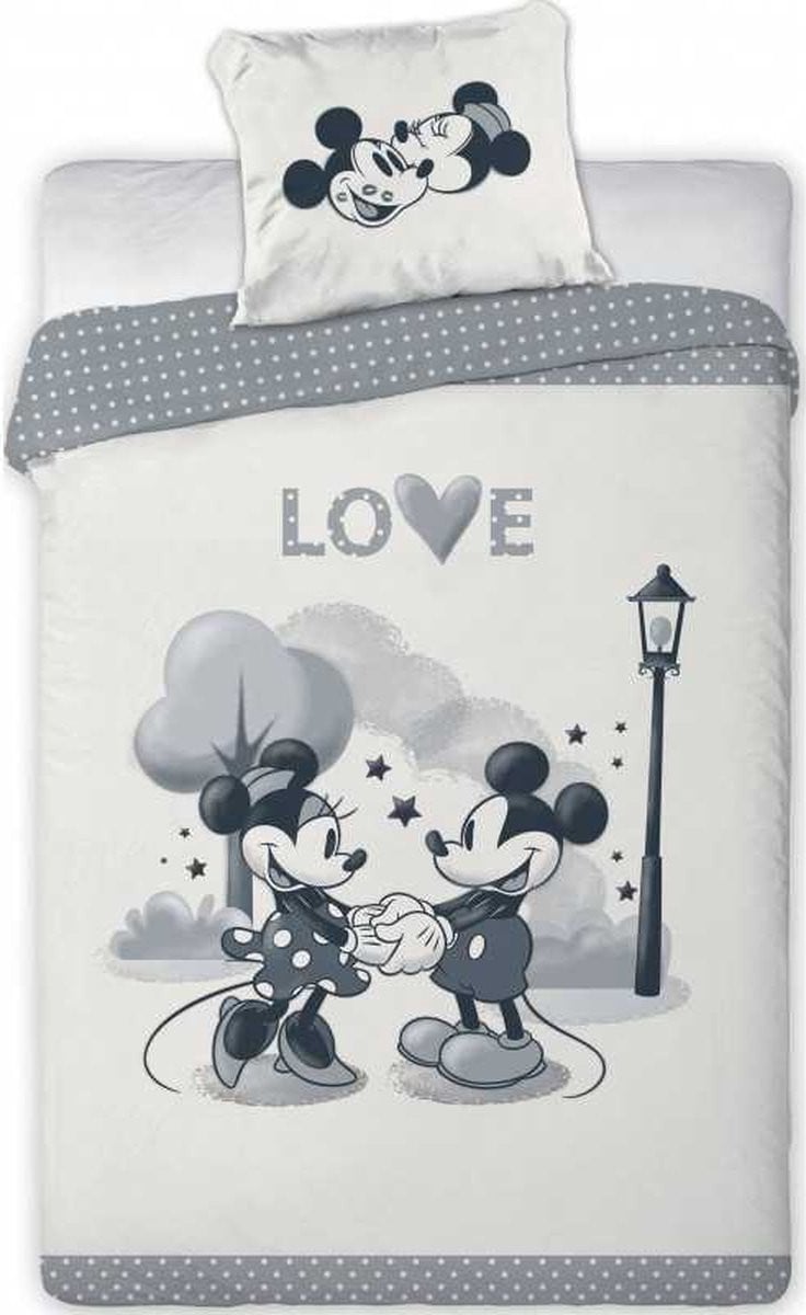 Disney Minnie Mouse en Mickey Mouse Dekbedovertrek van Microvezel, 140 x 200 cm