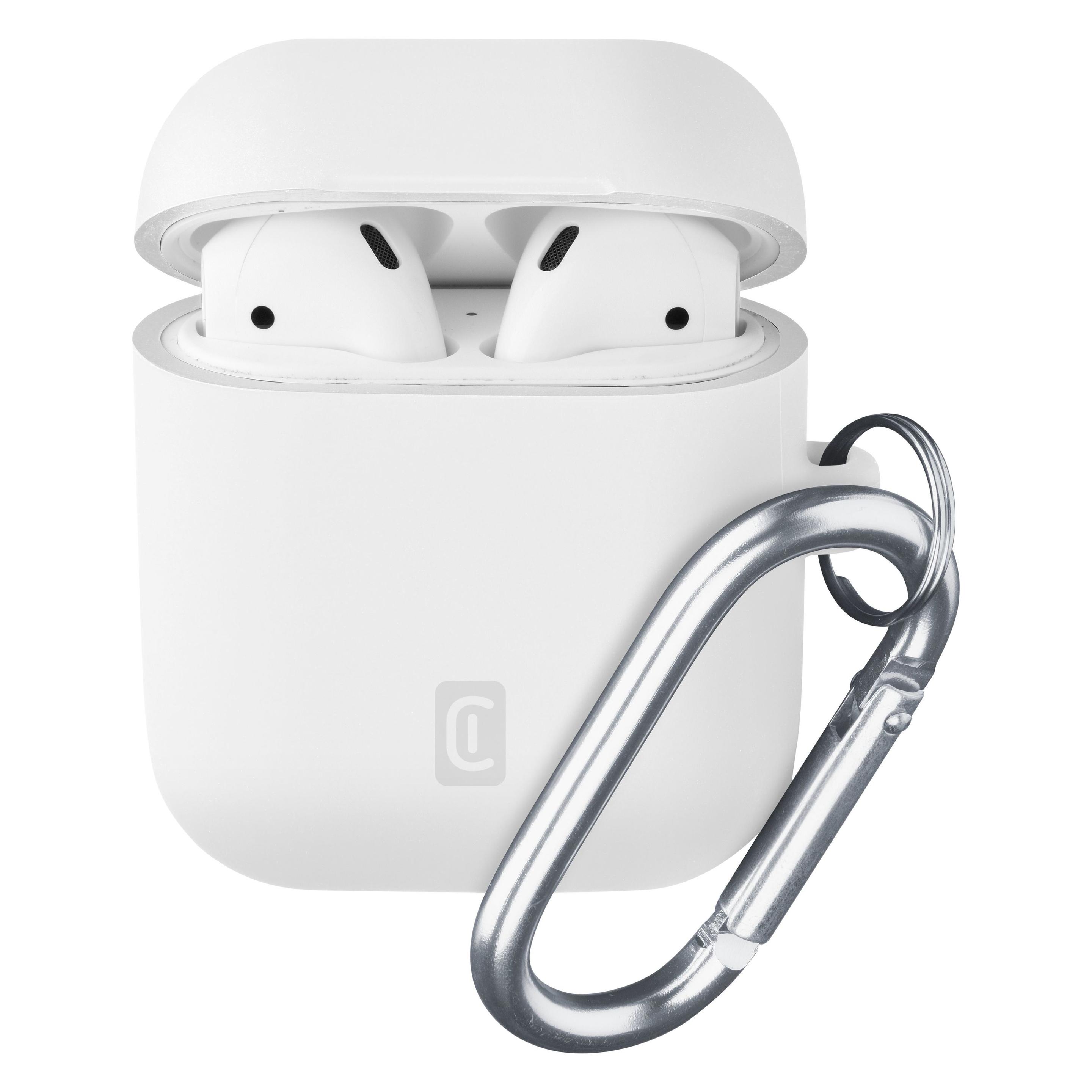 Cellularline Bounce Case for AirPods 2 Schutzhülle Karabinerhaken weiss (60934)
