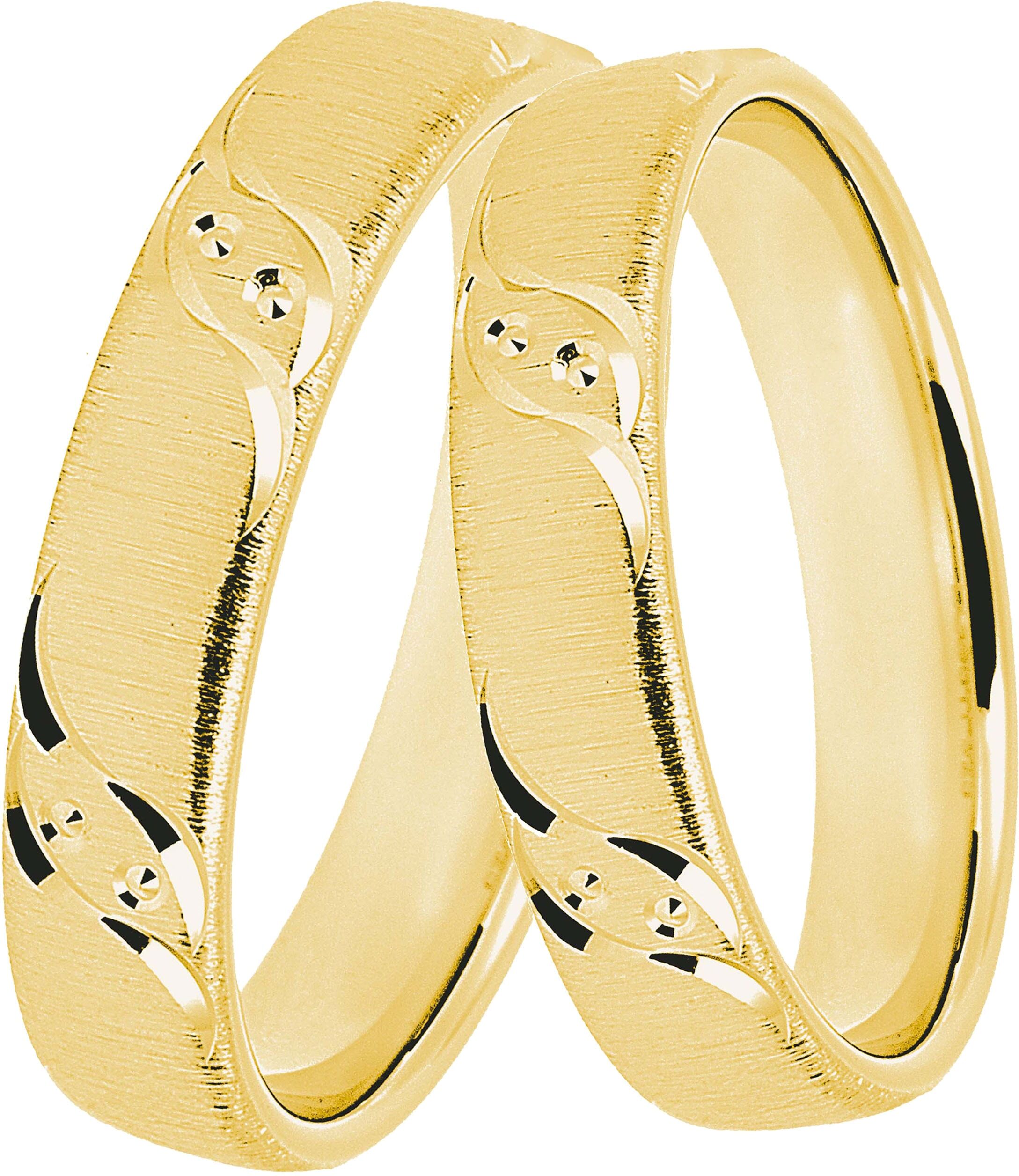 Trauring DOOSTI "Schmuck Geschenk Silber 925 Trauring Ehering Partnerring LIEBE" Gr. 62, gold (gelbgoldfarben), Fingerringe, Damen, 62, Silber 925 (Sterlingsilber), 4mm, Trauring