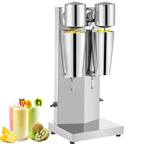 VEVOR Dubbele Kop Milkshake Machine 800 ml, Elektrische Drankmixer 360 W, Roestvrij Staal, Zilverkleurig