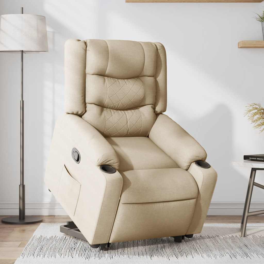 vidaXL Fauteuil inclinable Crème Tissu