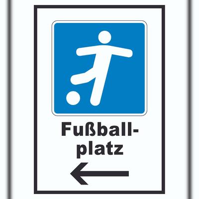 HB-Druck Fußballplatz Schild mit Pfeil links A4 (210x297mm)