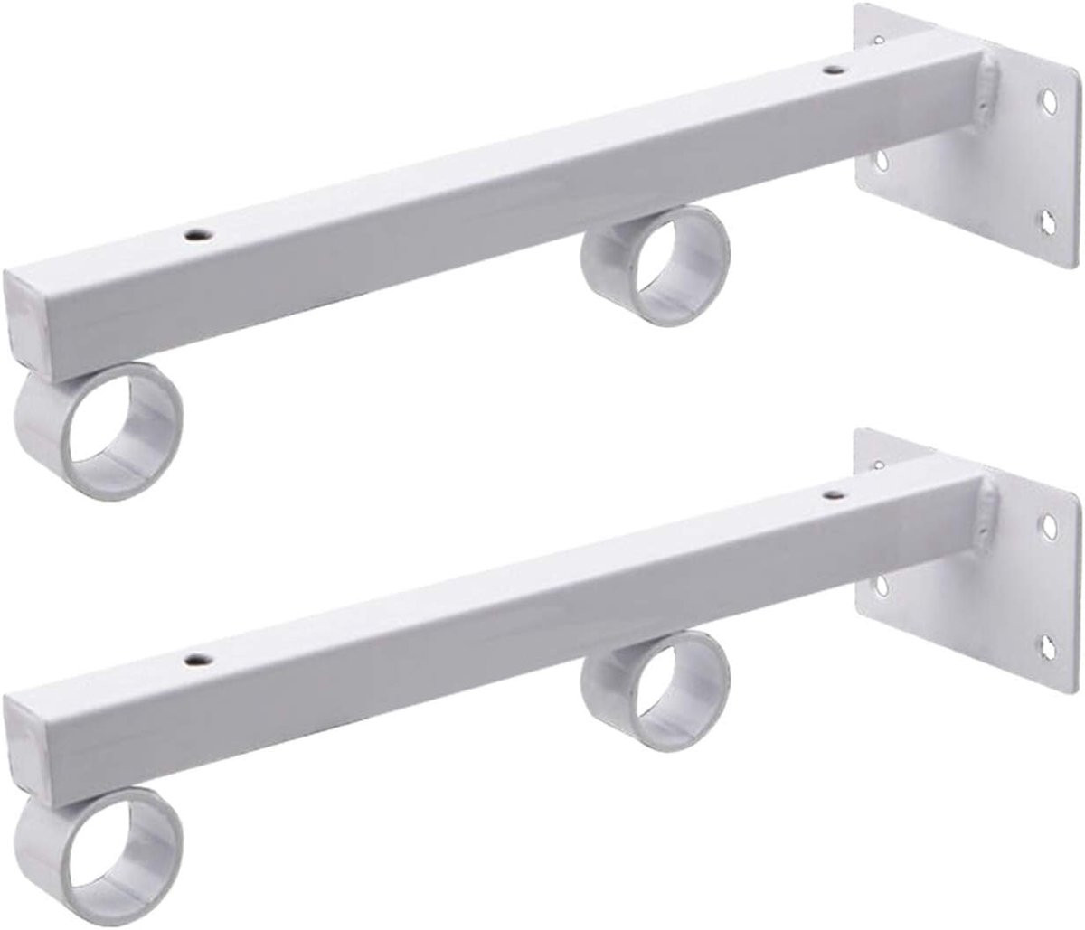 Plankbeugel Vierkante Buis Wit - Haakse IJzeren Steun met Ringontwerp - 350 mm Lengte