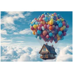 FOTOTAPETE Kinderzimmer Mädchen Märchenhafte Luftballons Himmel 250x175