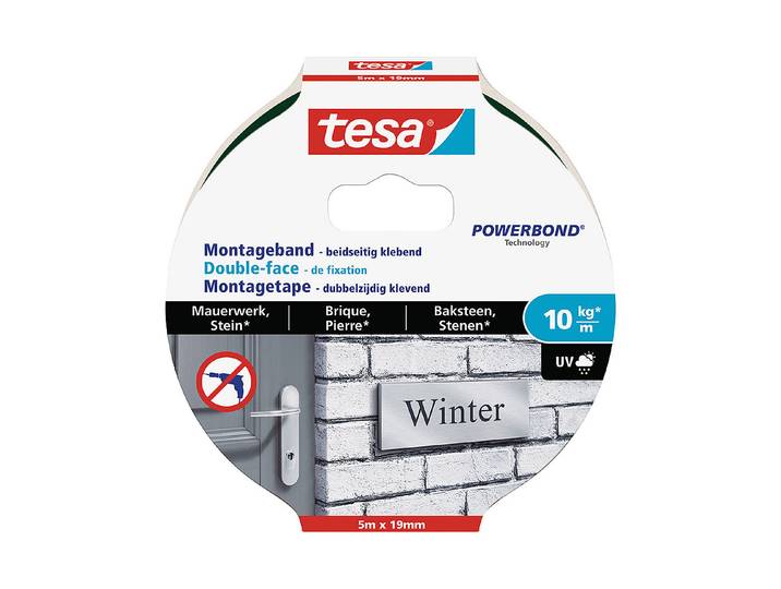 Tesa Montageband für Mauerwerk und Stein 5m x 19mm 10 kg/m