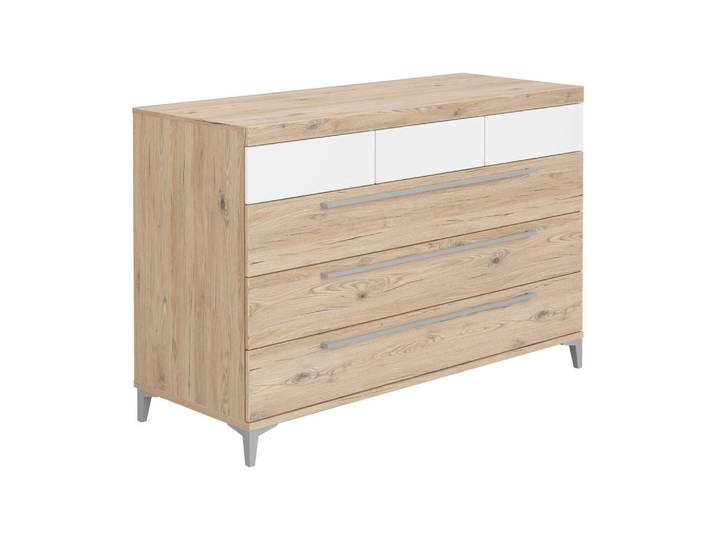 Paidi Kommode Remo, Weiß, Eiche, 6 Schublade(n) Schubladen, 94.3x55.9x141.2 cm, Blauer Engel, Goldenes M, Wohnzimmer, Kommoden & Sideboards, Kommoden