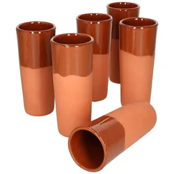 6er Set Tonbecher 330ml teilglasiert - 12968