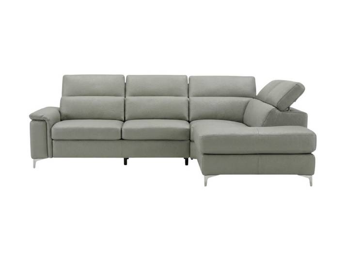Villa Möbel Ecksofa Avenger, L-Form 1 Teile, Echtleder-Ecksofa mit Kopfteilverstellung fürs Wohnzimmer