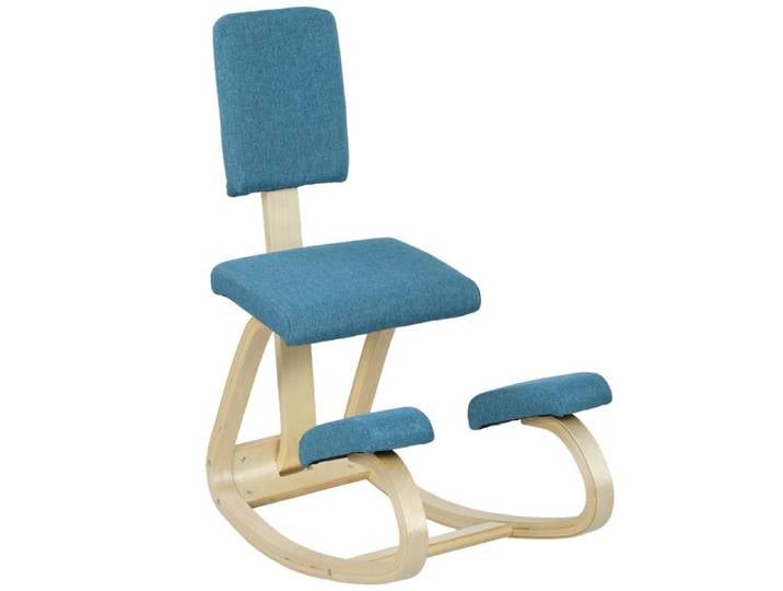 Chaise à genoux - HOMCOM - ergonomique avec dossier - siège assis genoux à bascule - correcteur de posture - bleu foncé
