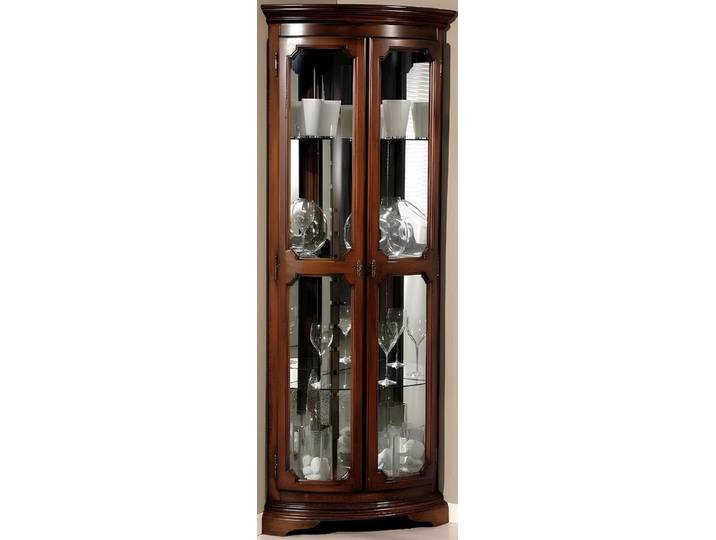 Xlmoebel Eckvitrine Barock Rokoko Vitrine mit eleganten Verzierungen in Holzoptik (1-St., Vitrine) Hergestellt in Italy