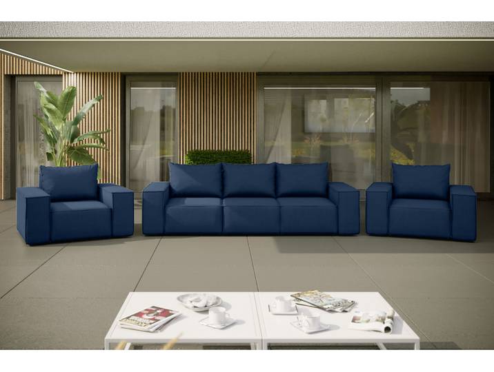Kaiser Möbel Gartenmöbel set 3+1+1 für den Garten, Terrasse, gartenmöbel lounge set SONNE EXCLUSICVE Marineblau