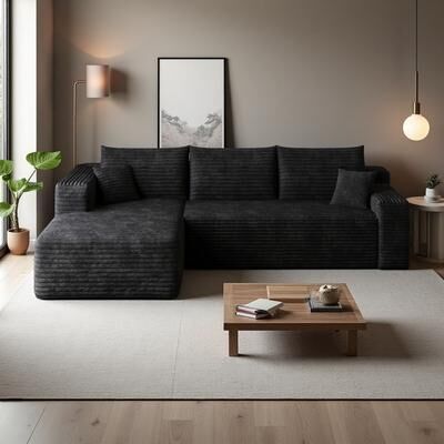"95"" Corduroy Cloud Modular Sectional Sofa with Deep Seat and No Assembly Required"