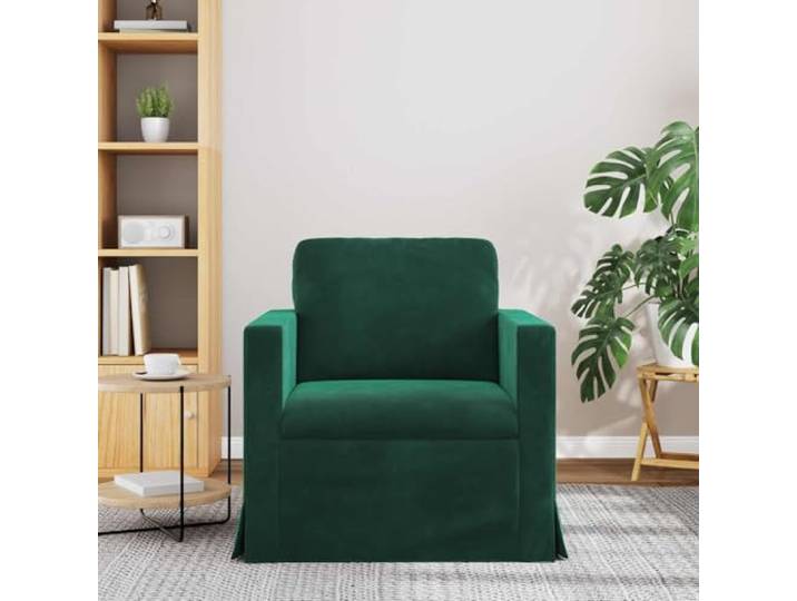 KTHLBRH Sofa dunkelgrün 78 x 78 x 80 cm Samt Gestell aus Metall, Armlehnen aus Holz, ergonomisches Design, für Wohnzimmer und Schlafzimmer