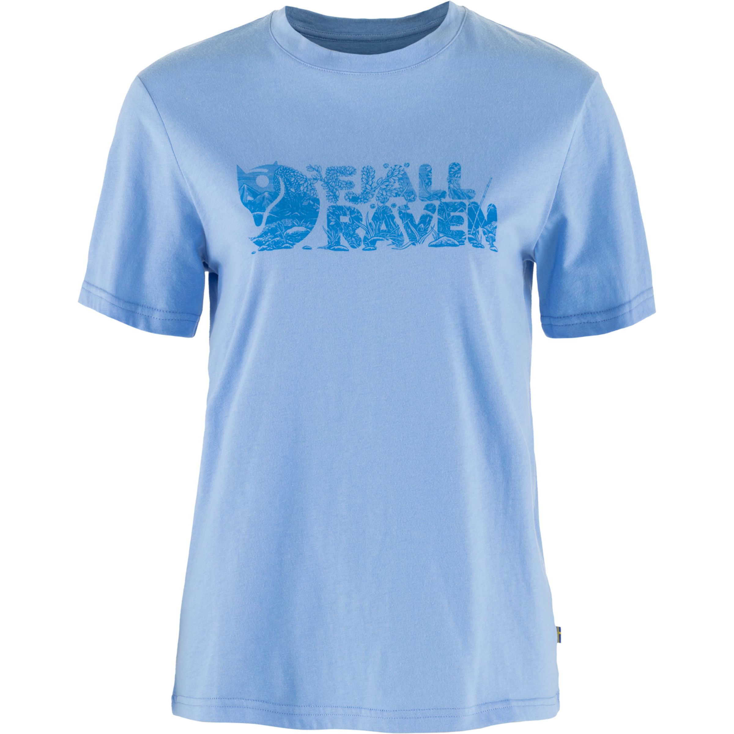 Fjällräven Lush Logo Damen T-Shirts blau Größe XXS Trekking Atmungsaktiv
