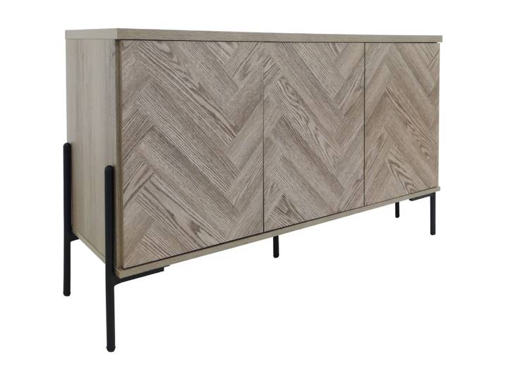 Buffet avec 3 portes effet chevrons chêne
