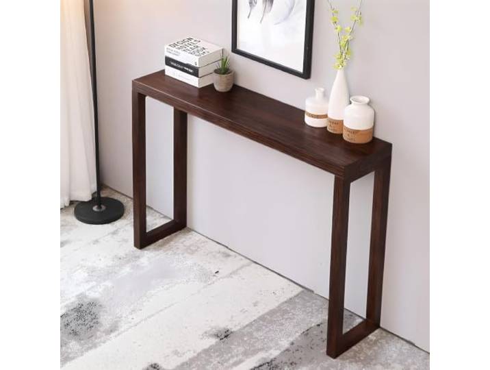 LJWFZBD Massiver Kiefernholz‑Konsolentisch, schmaler Flurtisch für Eingang Massivholz-Struktur, schmales Design, platzsparend, hohe Standfestigkeit, Wohnzimmer(Dark Espresso,55.1 (140cm))