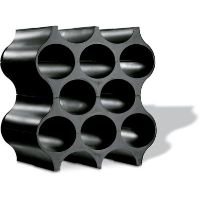 Weinflaschenhalter KOZIOL "SET-UP", schwarz, B:23cm H:36cm L:35cm, Kunststoff, Flaschenhalter, 100% recycelbar, für 10 Flaschen