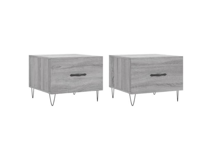 LASWWQMRF Couchtisch 2er Set Grau Sonoma 50x50x40 cm mit Schublade Praktisches 2er-Set Beistelltische mit Schublade für Wohnzimmer und Schlafzimmer. Stabile Metallbeine in moderner Optik.