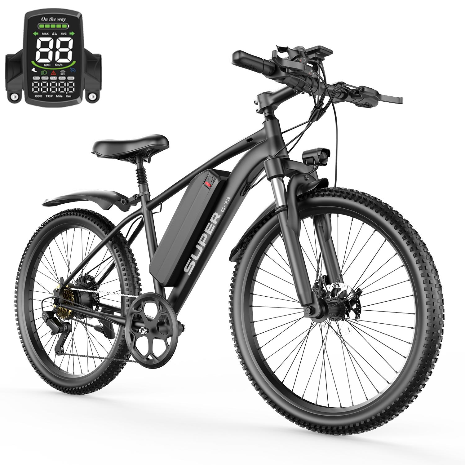 PiXELPiLOT 26 Zoll E-Bike Trekking E-Bikes 250W, 48V 13Ah Akku, Shimano 7-Gang, Scheibenbremsen, Federgabel, bis 60 km, 150 kg
