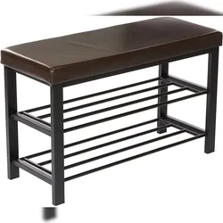 Helloshop26 - Schuhaufbewahrungsbank Bank/Hocker Kunststoff 2 Ebenen braun 13_0000360