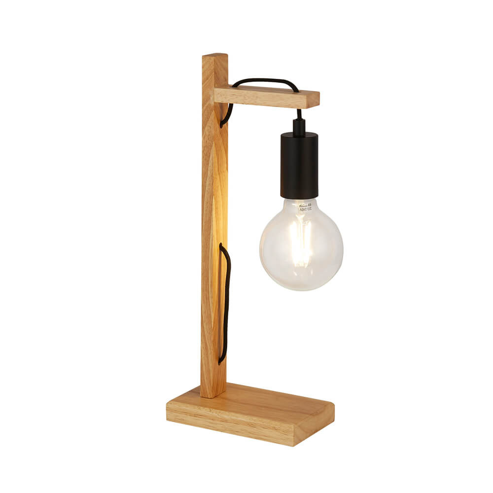 Searchlight Woody houten tafellamp met glazen kap