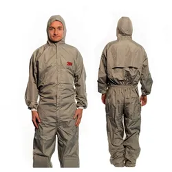 3M 51851 Schutzanzug, grau, Typ 6, Grösse 2XL, Material Polyestermaterial mit senkrecht über das Gewebe verlaufenden Kohlefaserfäden, wiederverwendbarer Schutzanzug
