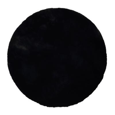 Hochflor-Teppich OCI DIE TEPPICHMARKE "ROCKY SOFT, Fell Haptik", schwarz, H:35mm Ø:120cm, Polyester, Teppiche, Kunstfell, weich, kuschelig, maschinell gewebt, Kaninchen Haptik