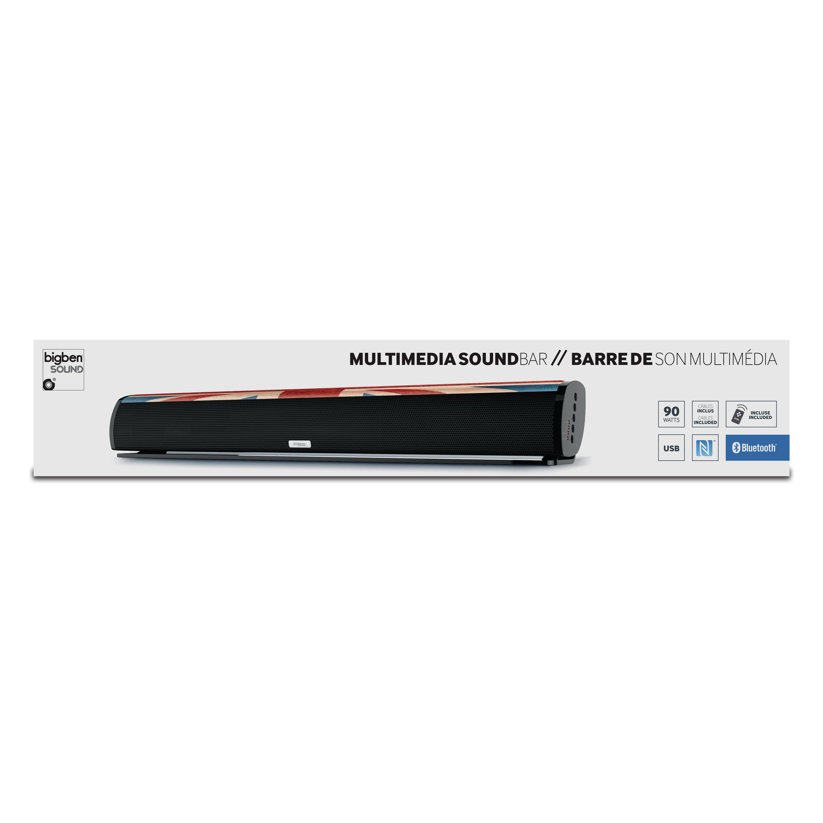 Bigben SB01GB Soundbar Lautsprecher Schwarz, Blau, Rot, Weiss 2.0 Kanäle 90 W (90 W) (SB01GB)