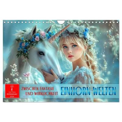 Einhorn-Welten - zwischen Fantasie und Wirklichkeit (Wandkalender 2026 DIN A4 quer), CALVENDO Monatskalender