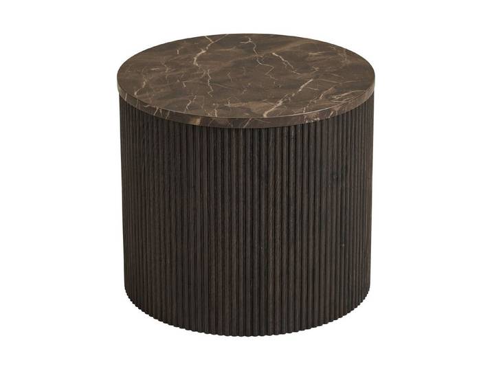 tinkaro Beistelltisch Marmor-Optik ø45x40 cm Dunkelbraun (1-St), Kompakter Ablagetisch aus MDF mit praktischer Ablagefläche im Wohnraum