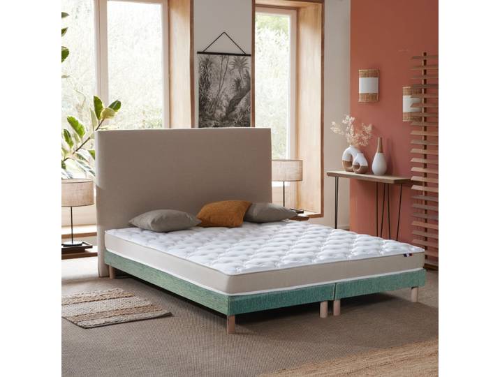 Matelas mousse accueil latex 3 zones sommier 2x80x200 vert cela