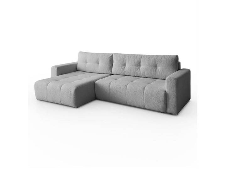 Kaiser Möbel Ecksofa Vienna Stil Bettkasten und Funktionalität Bouclé Grau Links, Holz, L-Form, Ottomane links, Ottomane rechts,L-Form, 261x143 cm, Wohnzimmer, Sofas & Couches, Wohnlandschaften, Ecksofas
