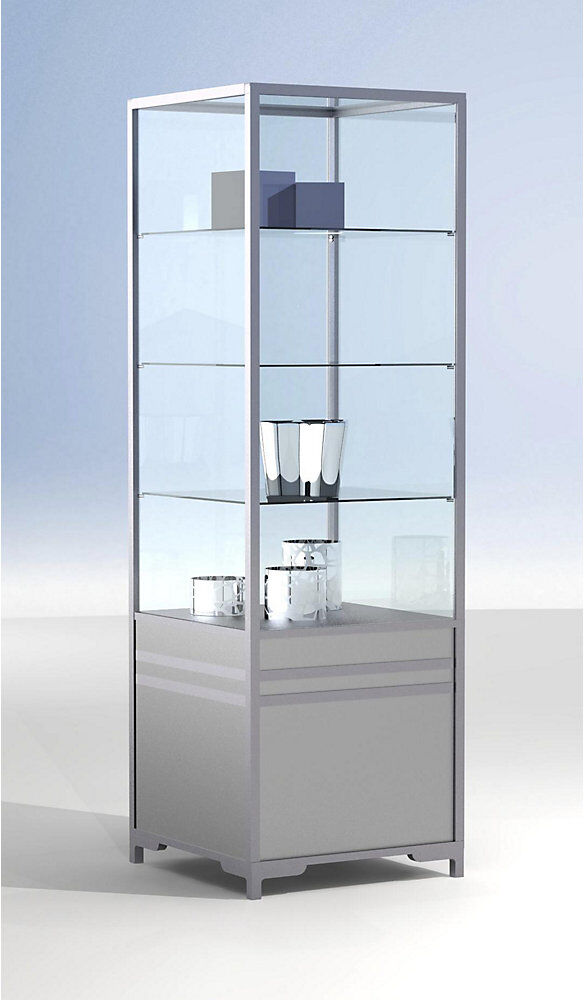 kaiserkraft LINK Vitrinen-Säulenmodul, 2/3 verglast, 3 Böden, HxBxT 1900 x 600 x 600 mm