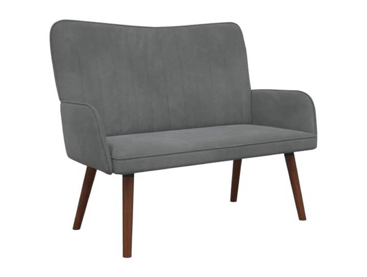 KKgypkn 2-Sitzer Sofa Dunkelgrau Samt 115x61x87 cm Metall-Holz-Rahmen, breite Armlehnen, kegelförmige Beine, elegante Rückseite