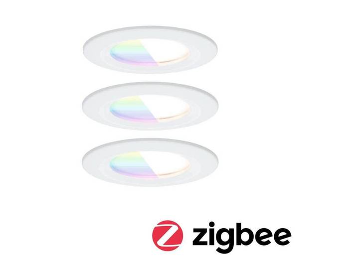 Paulmann LED-Einbauspot Nova Coin Smart weiß RGBW 3er 7,8cm Coin, dimmbar, weiß / opal, für Wohn- / Esszimmer, Aluminium, Modern