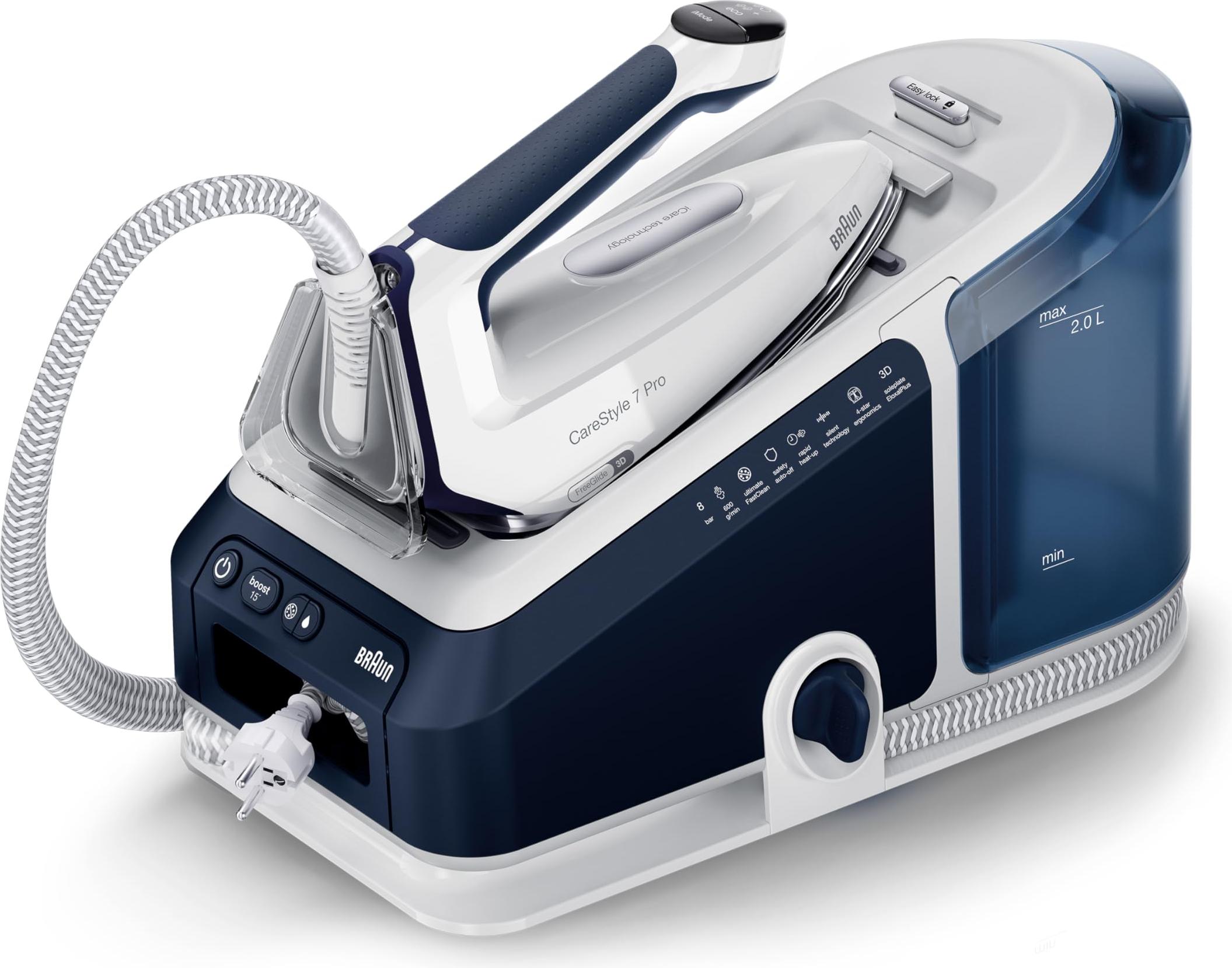 Braun CareStyle 7 Pro IS 7282 BL, 2700 W, 600 g/min, EloxalPlus soleplate, 2 l, 180 g/min, Blau