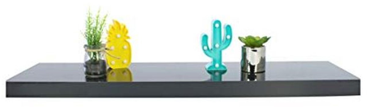 Zwarte multifunctionele zwevende wandplank voor decoratie en home office