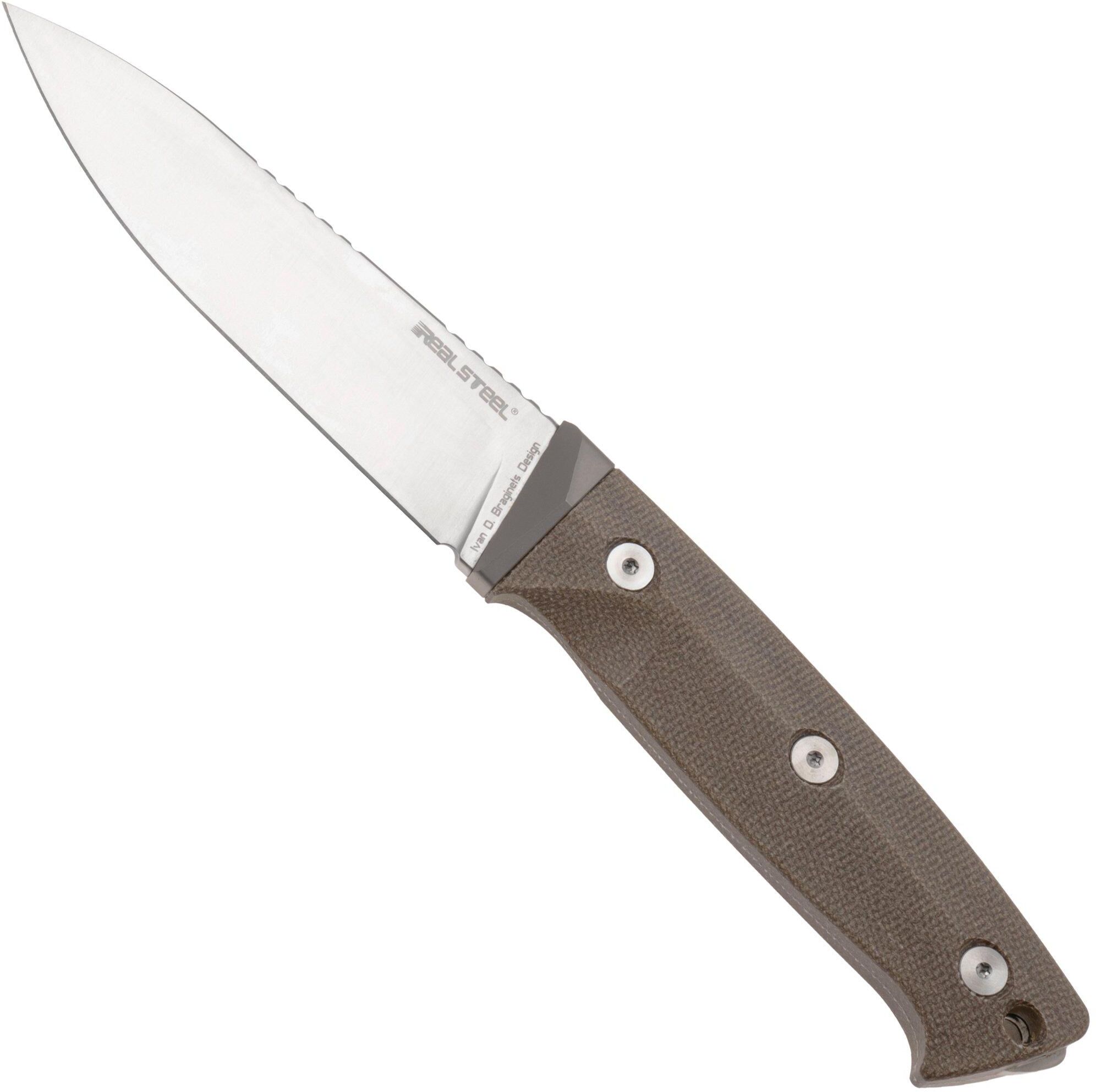 Real Steel Knives Real Steel Black Thorn 3621NM, Satin K110, Natural Micarta coltello fisso, Ivan Braginets design