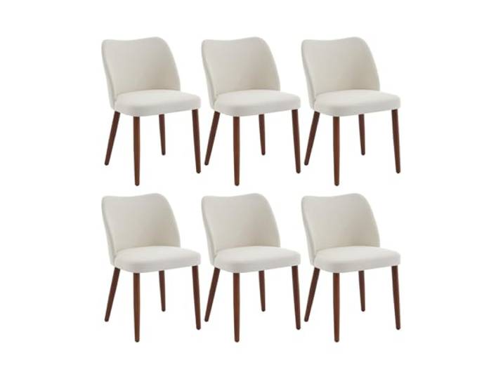 GarveeHome 4er-Set Esszimmerstühle aus Leinen mit Flügelrücken Massivholzgestell dick gepolstert milchig weiß