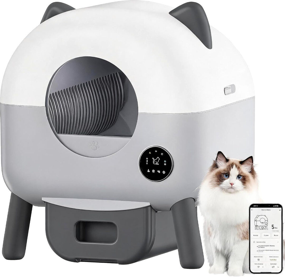 Rebrilliant Plastic Self-Cleaning Litter Box Gray 55.2cm H X 57.9cm W X 52.2cm D