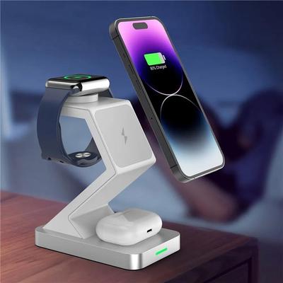 Inspired Deals X3 Magnetic 3 in 1 Wireless Charging Station 15W Fast Charger For IPhone Apple Watch AirPods white