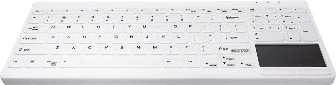 Contour Design Active Key Contour QuickClean Medizinische Tastatur IP68 Touchpad Kompakt Kabelgebunden Weiß DE C7412, Volle Größe (100%), Kabelgebunden, USB, Scherenschalter, QWERTZ, Weiß