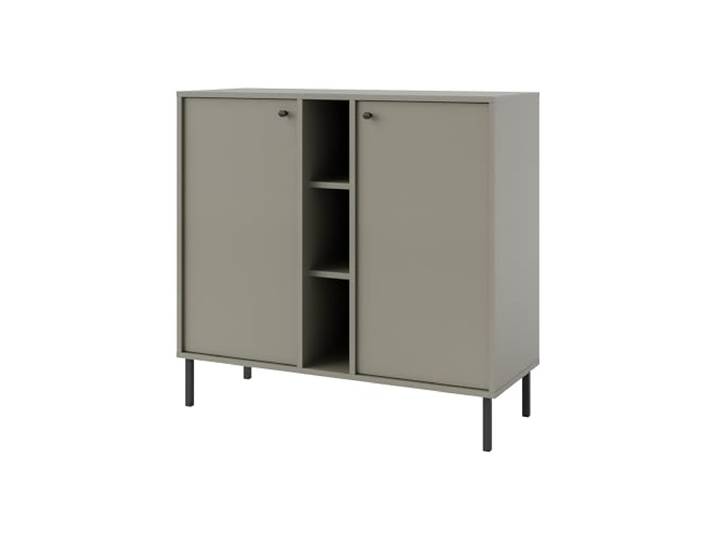 Margaret Hadas24 Kommode TIVARO 100cm mit 2 Türen, mit geraden Schwarze Füßen, beige, japonische Style, modernes Design
