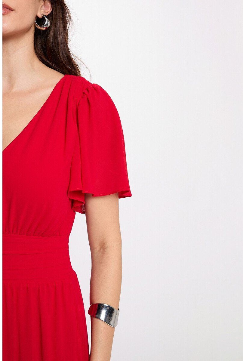 MORGAN Robe longue manches courtes col V