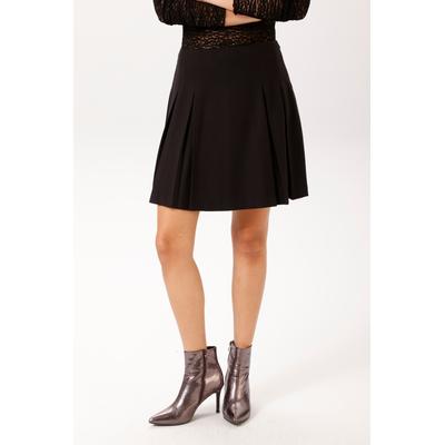 Minirock ANISTON CASUAL, Damen, Gr. 42, schwarz, Web, Obermaterial: 74% Polyester, 20% Viskose, 6% Elasthan, unifarben, figurbetont kniefrei, Röcke Minirock, mit trendigen Falten - NEUE KOLLEKTION