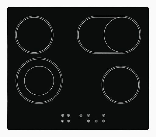 Exquisit EKC601-2.1 BZ autarkes 58 cm Glaskeramikkochfeld Kochfeld/Herdplatte 4 Zone(n) 0450106