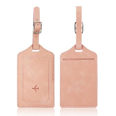 Portable Leather Luggage Tag Travel Suitcase Name Address ID Holder pink