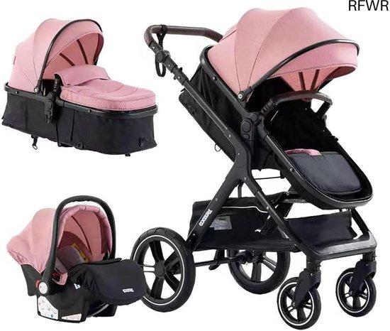 3-in-1 Kinderwagen für Off-Road - Luxus-Kinderwagen mit 3 Funktionen, rote Farbe